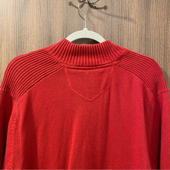 Eddie Bauer Men’s Red Quarter-Zip Rib-Knit Sweater Size XL 100% Cotton Pullover - Picture 12 of 15